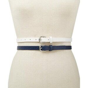 INC International Concepts Women Size Large 2-for-1 Solid Skinny Waist Belts $35